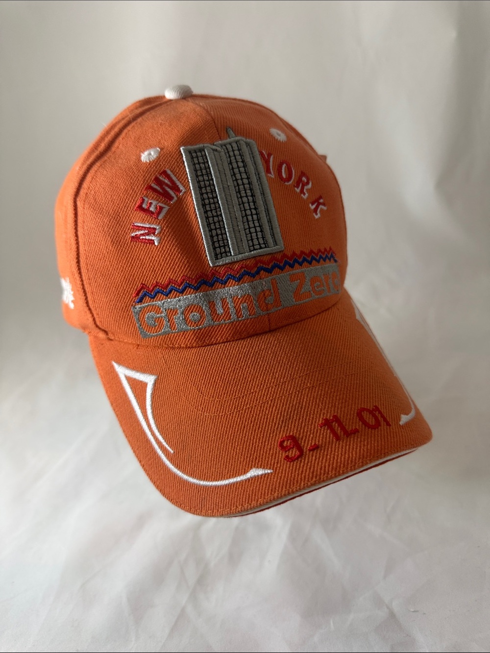 NYC Ground Zero Orange Baseball Cap with Embroidered City Patch